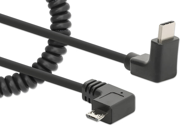 Cavo di Ricarica USB-C&trade a Micro-USB 1m Spiralato Nero