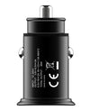 Mini Caricatore da Auto 2 Porte USB-A Ricarica veloce 36W Metallo Nero