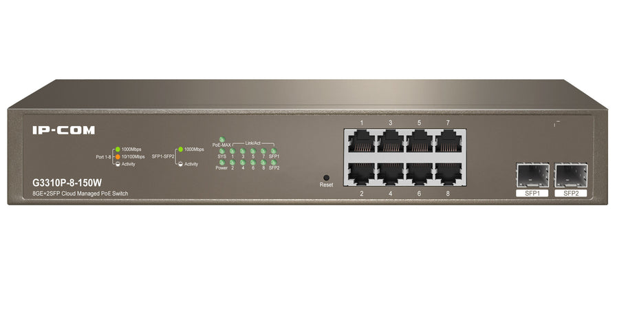 Switch PoE Cloud Managed 8GE+2SFP, G3310P-8-150W