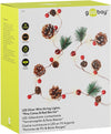 20 Luci LED in Filo d'argento Pigne e Bacche Rosse