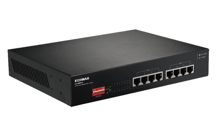 Switch Gigabit PoE+ 8 porte a Lungo Raggio con DIP Switch, GS-1008P V2