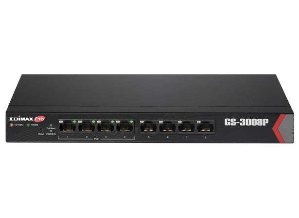 Switch Gigabit Web Managed 8 Porte a Lungo Raggio con 4 porte PoE+, GS-3008P