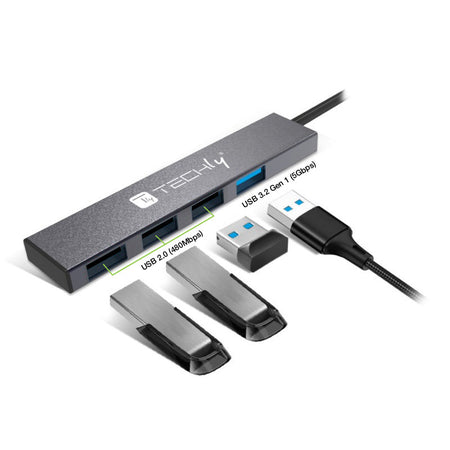 Hub USB-A 3.2 a 4 porte USB-A Slim in Metallo