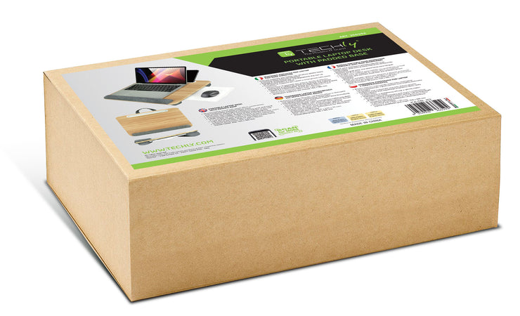 Scrivania Portatile per Laptop Supporto Bamb&ugrave con Base Imbottita e Stand per Tablet