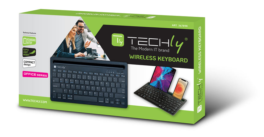 Mini Tastiera Wireless 78 Tasti a 2 Canali con Tasti di Scelta Rapida e Stand per Tablet