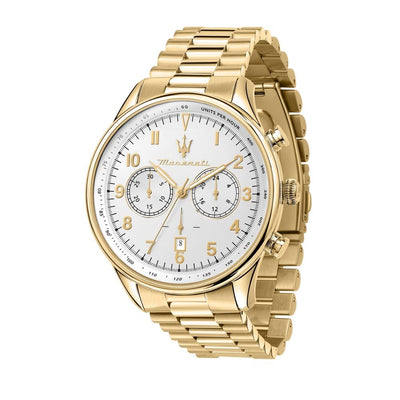 Orologio MASERATI uomo Tradizione cronografo acciaio dorato / bianco