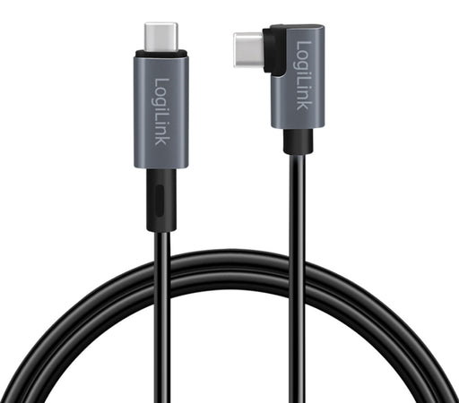 Cavo HighSpeed E-mark PD USB-C&trade Maschio Angolato/USB-C&trade Maschio Dritto 2m Nero