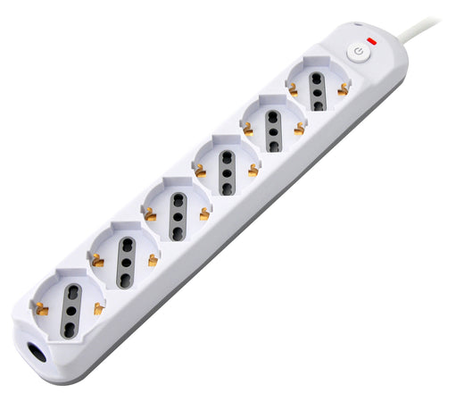 Presa Multipla a 6 Posti Italiana Bipasso/Schuko Spina 16A
