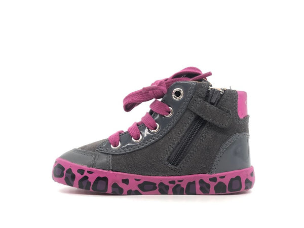 GEOX Sneakers alta bambina B Kiwi G grigio fucsia
