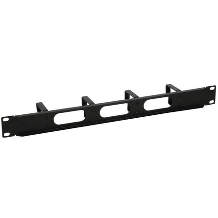 Pannello Passacavi 4 Anelli Corti in Metallo 3 Fori 1U Nero