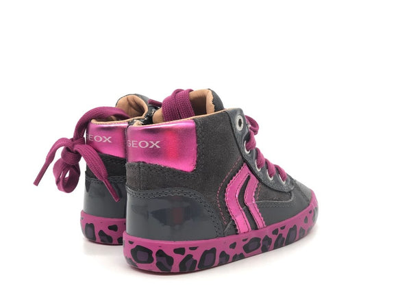 GEOX Sneaker alta bambina B Kiwi G grigio/fuxia
