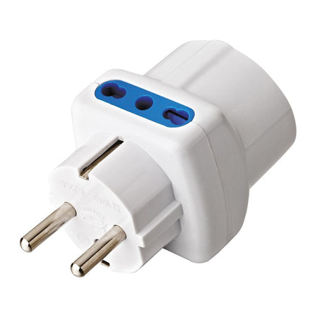 Adattatore Triplo Spina Schuko a Prese Bipasso con Schuko Bianco