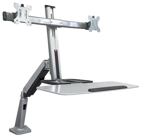 Supporto Scrivania Doppio Monitor 13''-27'' Molla a Gas Ripiano Tastiera