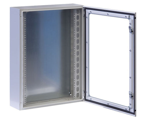 Armadio Rack 19'' a muro 17U grigio IP65 porta vetro prof. 200mm