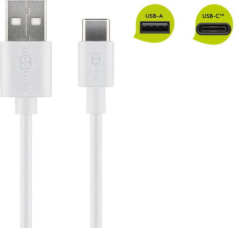 Cavo USB A Maschio 2.0 / USB-C Maschio 0,5m Bianco