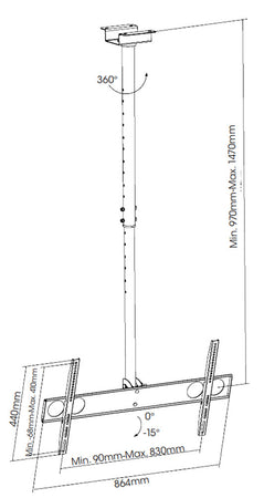 Supporto universale a soffitto per TV LED/LCD 37-70''