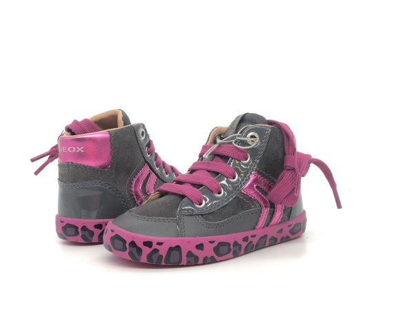 GEOX Sneakers alta bambina B Kiwi G grigio fucsia