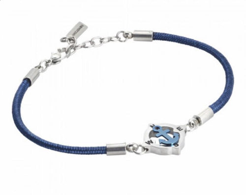 BOCCADAMO - Bracciale uomo con cordino marino blu e ancora in pvd