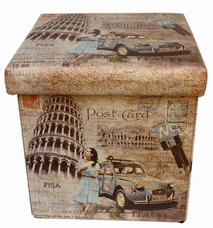 Biscottini Pouf contenitore richiudibile in ecopelle Pisa Praticissimo 32x32x32 realizzato