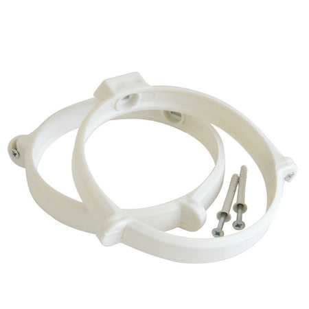 First 125mm collare bianco fermatubo a muro blister con 2pz per tubi tondi aerazione cappa