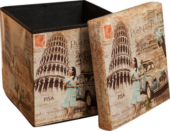 Biscottini Pouf Contenitore Richiudibile Biscottini Ecopelle 32x32x32 Design Pisa Casa