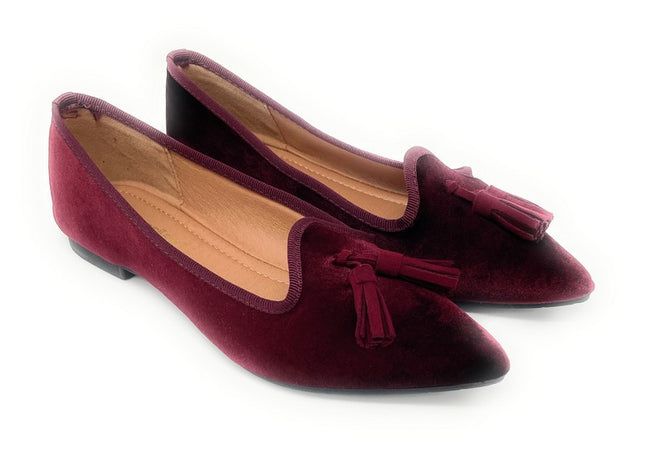 Francesco Milano ballerina in velvet bordeaux A03-25V
