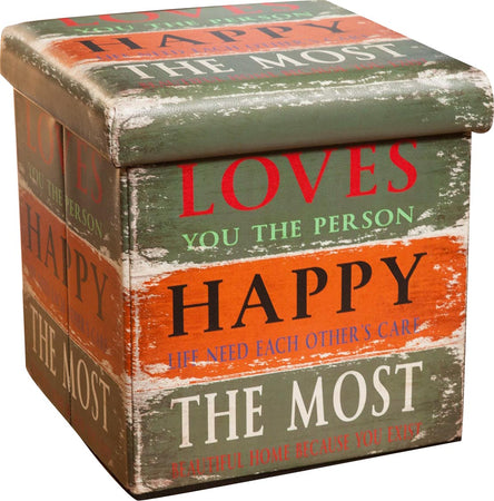 Biscottini Pouf contenitore richiudibile in ecopelle happy Praticissimo 32x32x32