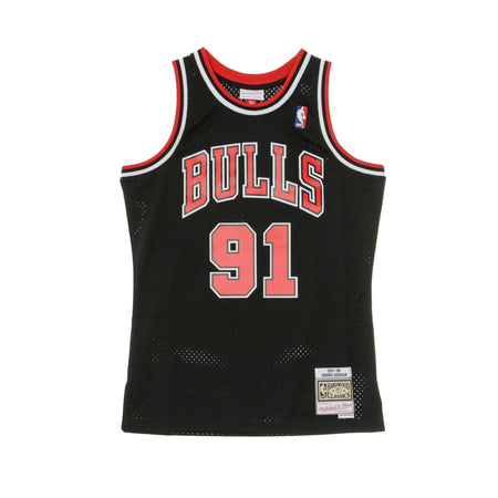 MITCHELL &amp; NESS Canotta Basket Uomo Nba Swingman Jersey No 91 Dennis Rodman 1997-98 Chibul Alternate Original Team Colors da uomo
