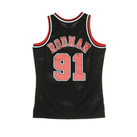 MITCHELL &amp; NESS Canotta Basket Uomo Nba Swingman Jersey No 91 Dennis Rodman 1997-98 Chibul Alternate Original Team Colors da uomo