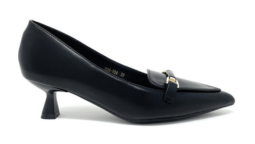 Francesco Milano décolleté in pelle nero con morsetto H06-05A