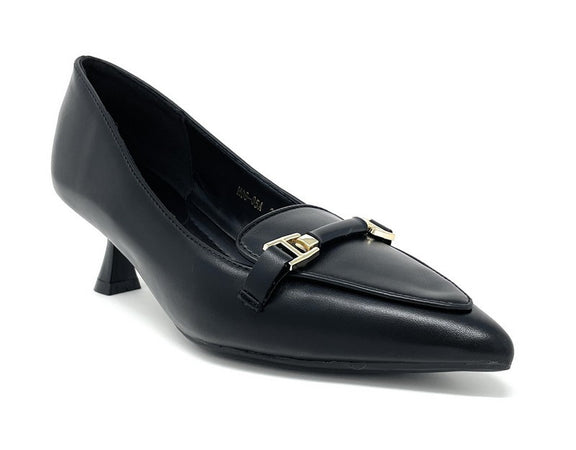 Francesco Milano décolleté in pelle nero con morsetto H06-05A