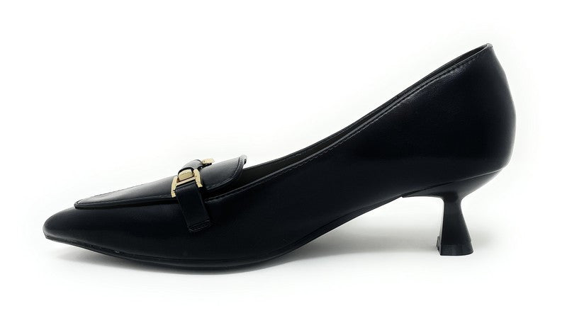Francesco Milano décolleté in pelle nero con morsetto H06-05A