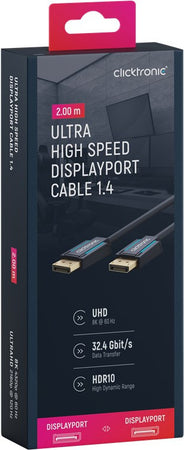 Cavo DisplayPort 1.4 Maschio/Maschio 2m Alta Qualit&agrave