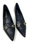 Francesco Milano décolleté in pelle nero con morsetto H06-05A