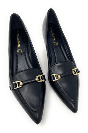 Francesco Milano décolleté in pelle nero con morsetto H06-05A