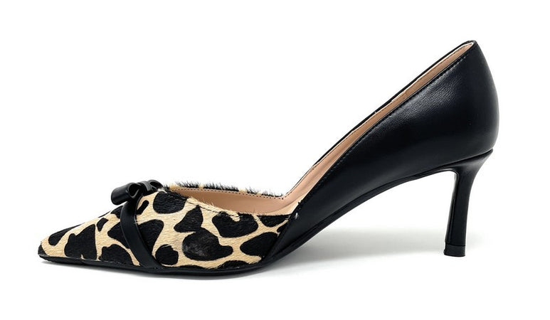 Francesco Milano décolleté in pelle e cavallino stampa mucca H08-01M