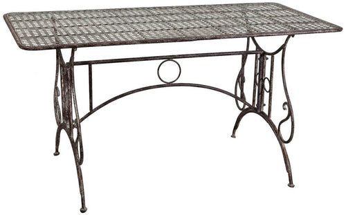 Biscottini Tavolo in ferro battuto smontabile finitura ruggine anticata 150x80x77 cm