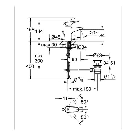 Miscelatore lavabo Grohe START FLOW Cromo Starlight