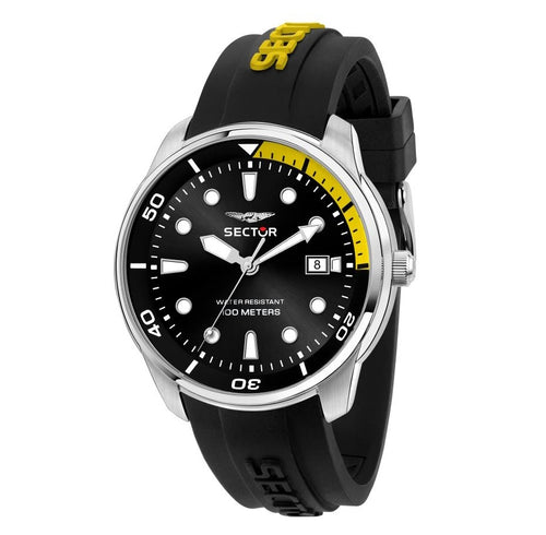 Orologio SECTOR uomo Oversize datario gomma nero / giallo