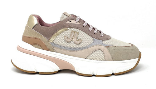 Janet & Janet sneakers donna camoscio, tela e pelle beige J 441