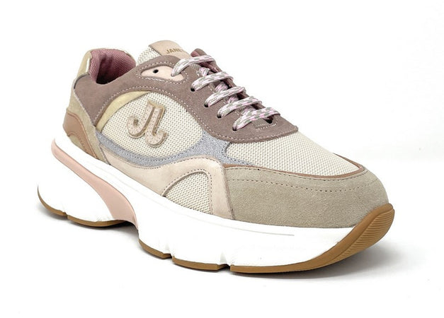 Janet & Janet sneakers donna camoscio, tela e pelle beige J 441