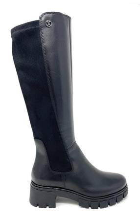Janet & Janet stivale donna in pelle e tessuto nero J-533