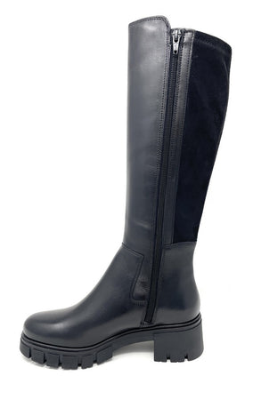 Janet & Janet stivale donna in pelle e tessuto nero J-533