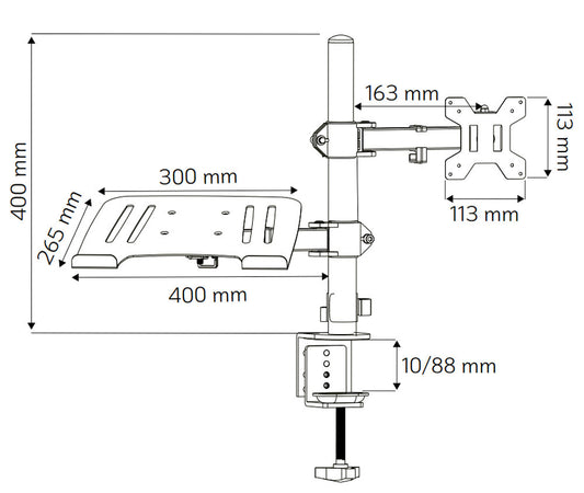 Supporto da Scrivania Braccio per Monitor 13-32'' e Mensola per Laptop