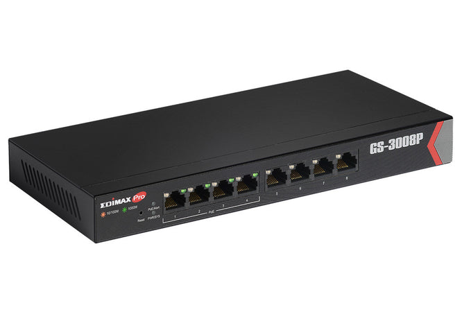 Switch Gigabit Web Managed 8 Porte a Lungo Raggio con 4 porte PoE+, GS-3008P