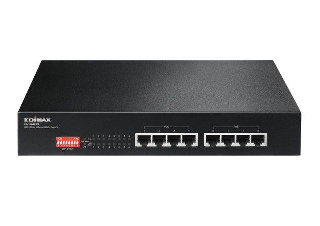 Switch Fast Ethernet 8 Porte a Lungo Raggio con 8 porte PoE+ e DIP Switch, ES-1008P V2