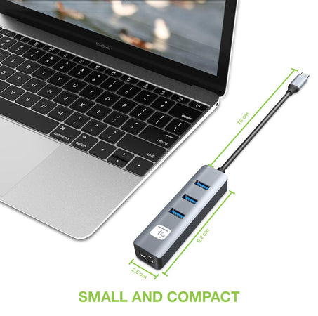 Adattatore Convertitore USB-C&trade a RJ45 Gigabit con Hub 3 Porte USB 5 Gbps