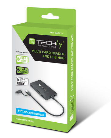 Lettore di Memorie SD/TF Smart Card con Hub 3 Porte USB