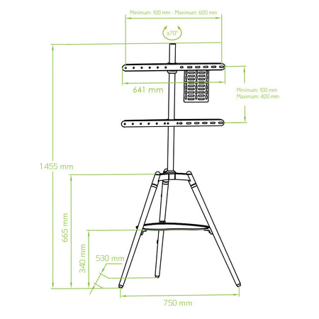 Supporto a Pavimento Cavalletto Tripod per TV LCD/LED/Plasma 32-65'' con Mensola