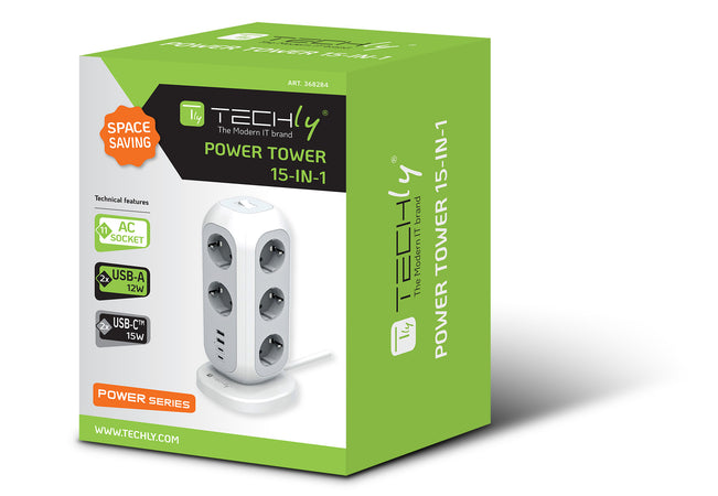 Multipresa da Tavolo Torretta di Alimentazione 11 Prese Schuko 2 USB-A e 2 USB-C&trade